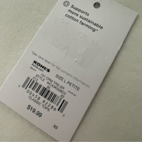 Women's Croft & Barrow® Holiday Tee Tress Graphic PL Petite Large New - Picture 4 of 7